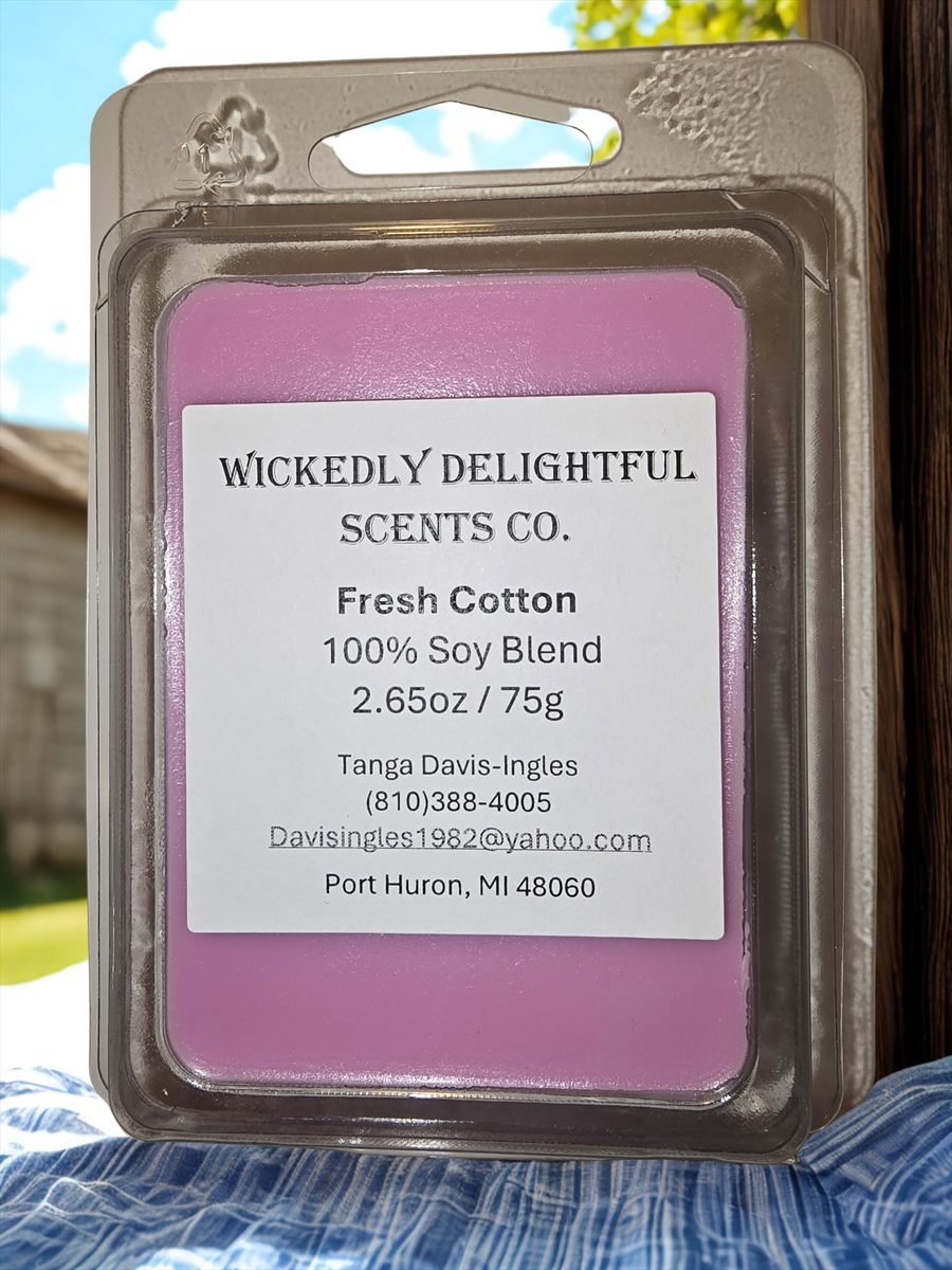 Fresh Cotton soy wax melt by Wickedly Delightful Scents