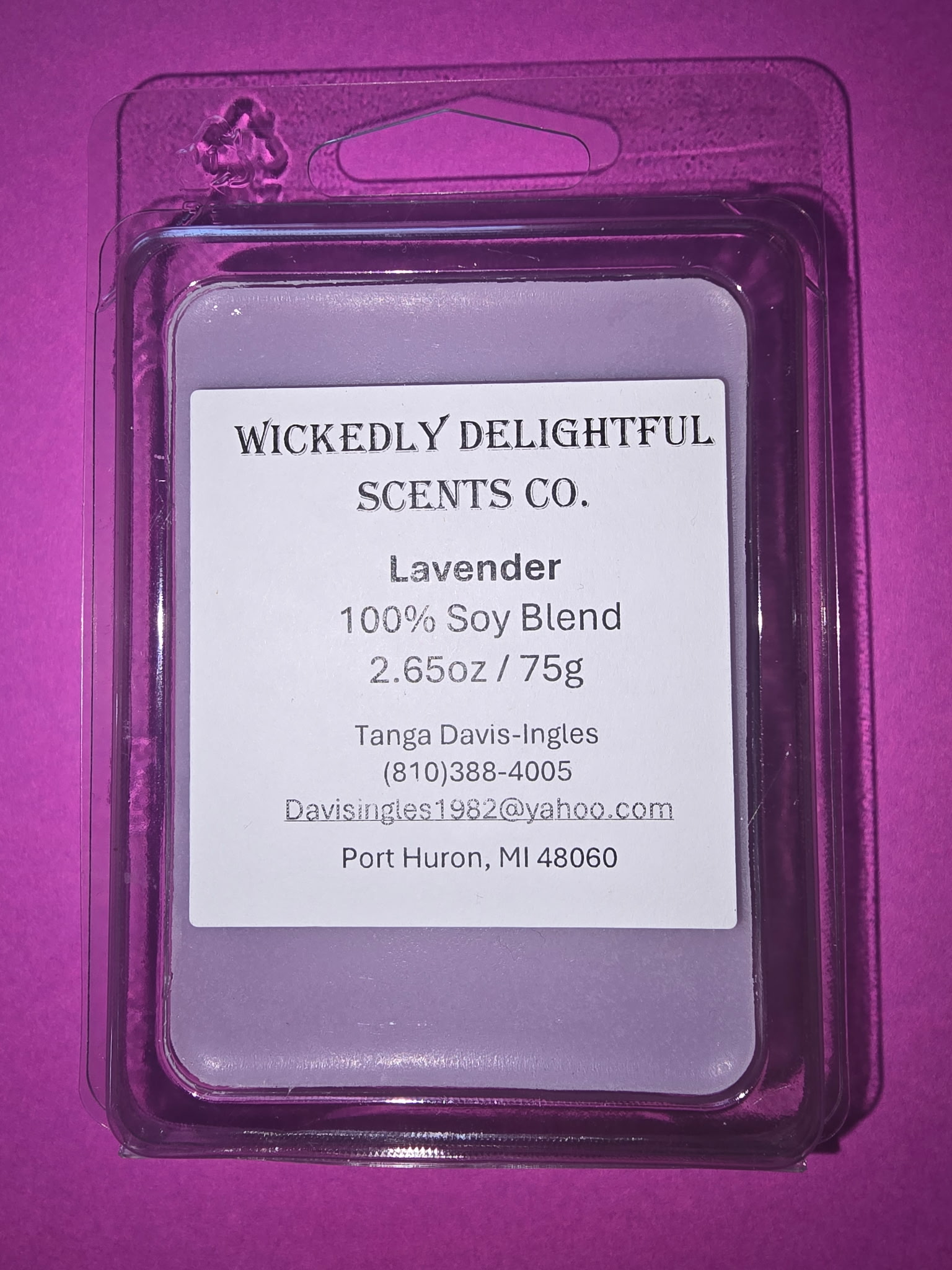Lavender soy wax melt by Wickedly Delightful Scents