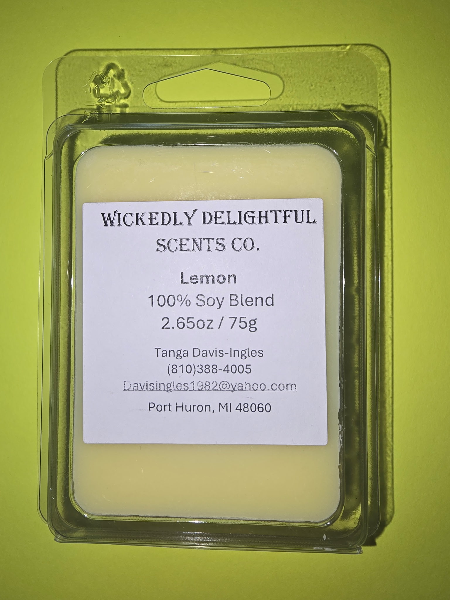 Lemon soy wax melt by Wickedly Delightful Scents